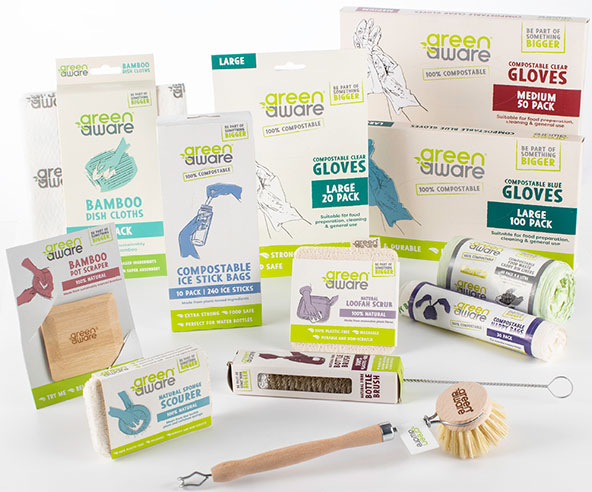 GreenAware products displayed on a white background