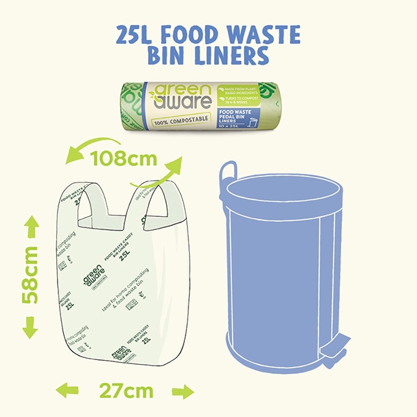 25 litre bin liner measurements