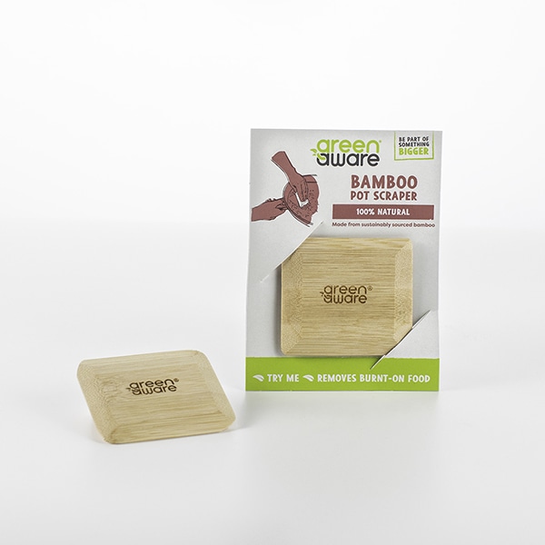 The Bamboo Pot Scraper in it's Packaging