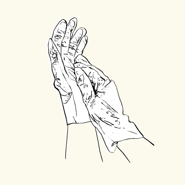Illustration of clear gloves being worn