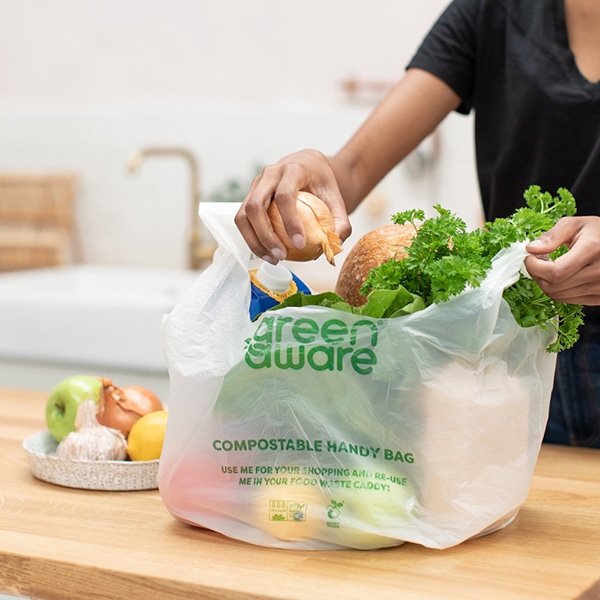Green Aware compostable reusable handy bags