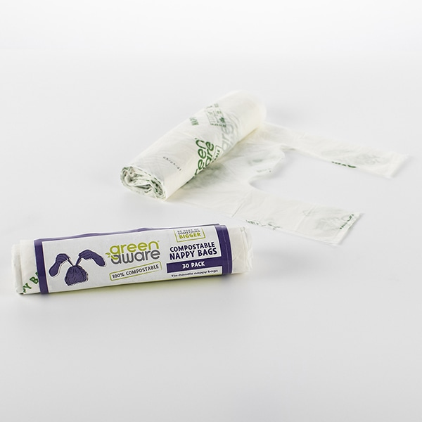 Pack of 30 Green Aware compostable nappy bags