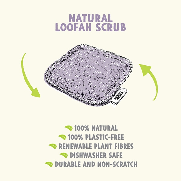 Natural Loofah Scrub, 100% Natural, 100% Plastic Free, Renewable Plant Fibres, Dishwasher Safe, Durable and Non-Scratch